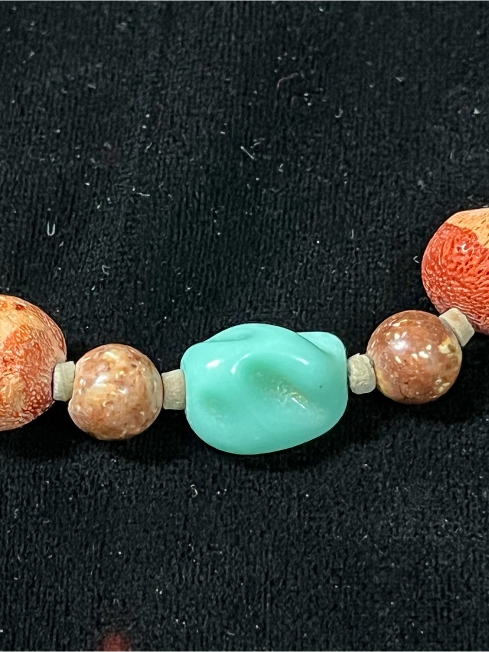 Vintage Natural Coral & Jasper 15" African Trade Bead Necklace 1785 - Picture 4 of 6